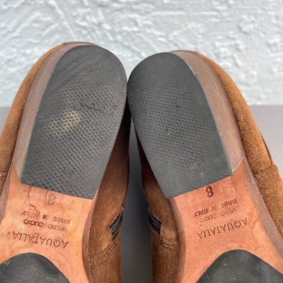 Aquatalia Farin Brushed Oil Weatherproof Brown Chestnut Suede Ankle Boots - Picture 9 of 10